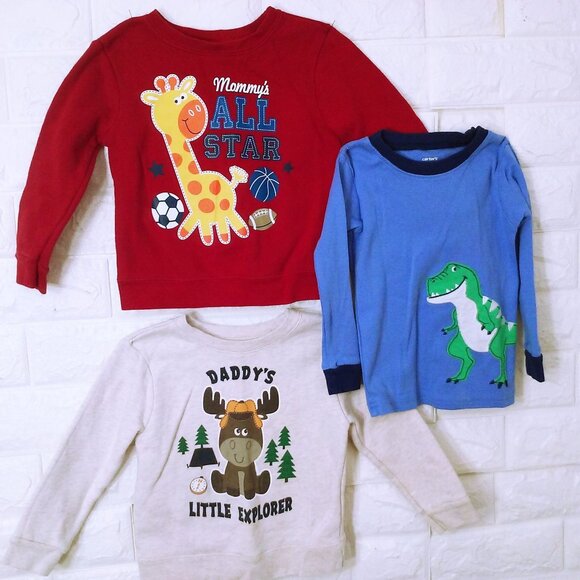 Bulk Lot(3) Tops 24mos Garanimal Moose Explorer Giraffe AllStar Carters Dinosaur - Picture 1 of 16